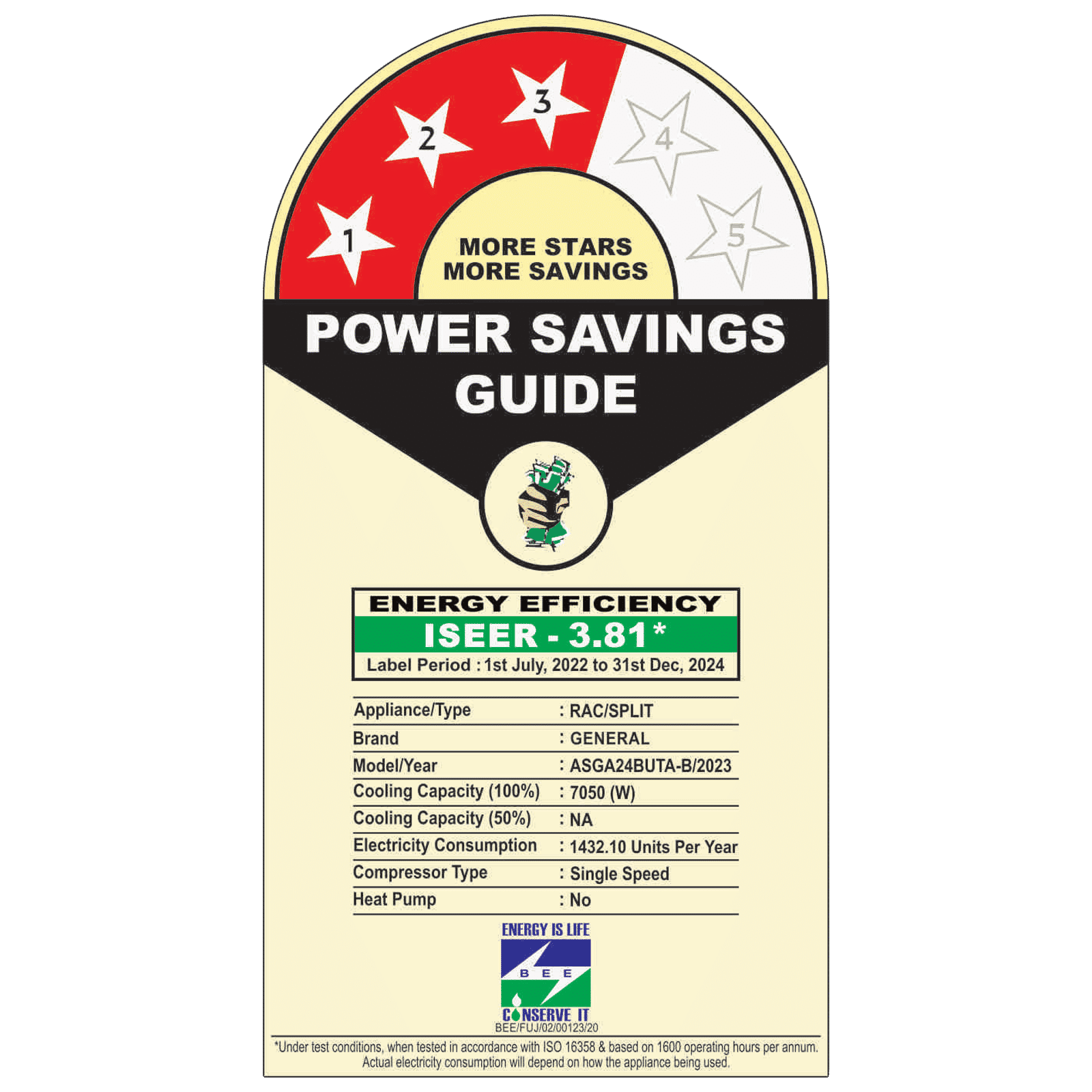 O General Buta 2 Ton 3 Star Split AC, Copper Condenser, ASGA24BUTA-B (2023 Model)