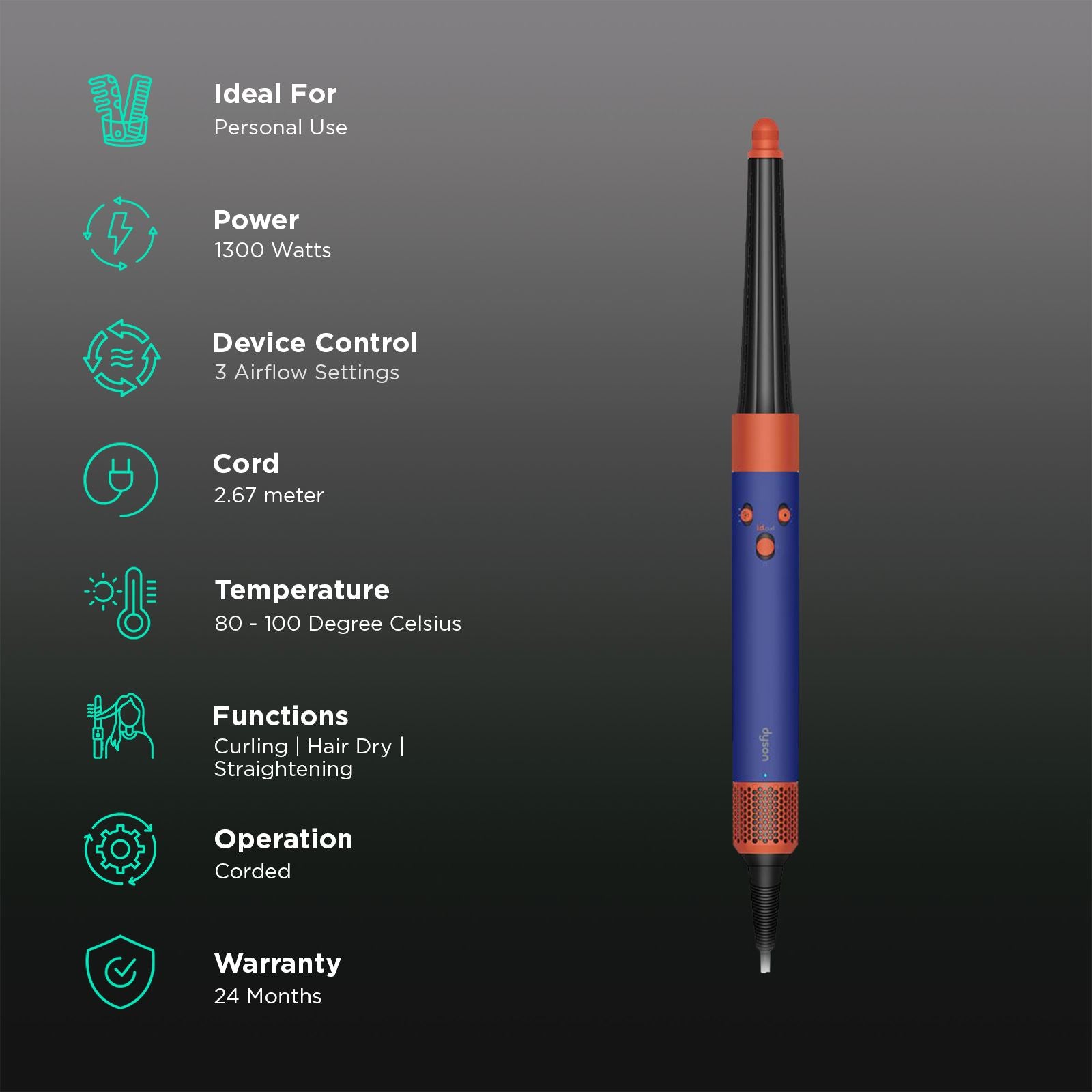 Dyson Airwrap id Multi-Styler: No Heat Damage, Bluetooth, Vinca Blue & Topaz