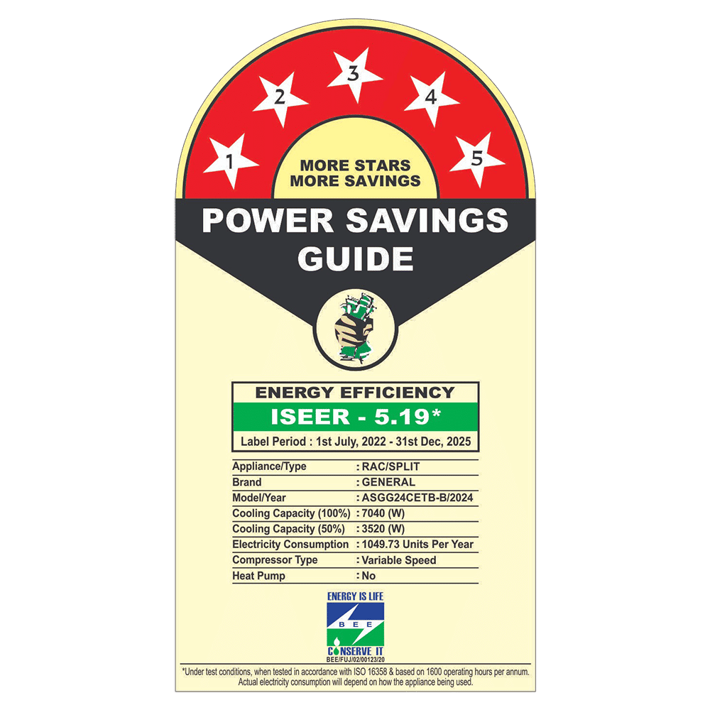 O GENERAL 2 Ton 5 Star Inverter Split AC Copper PM2.5 Filter