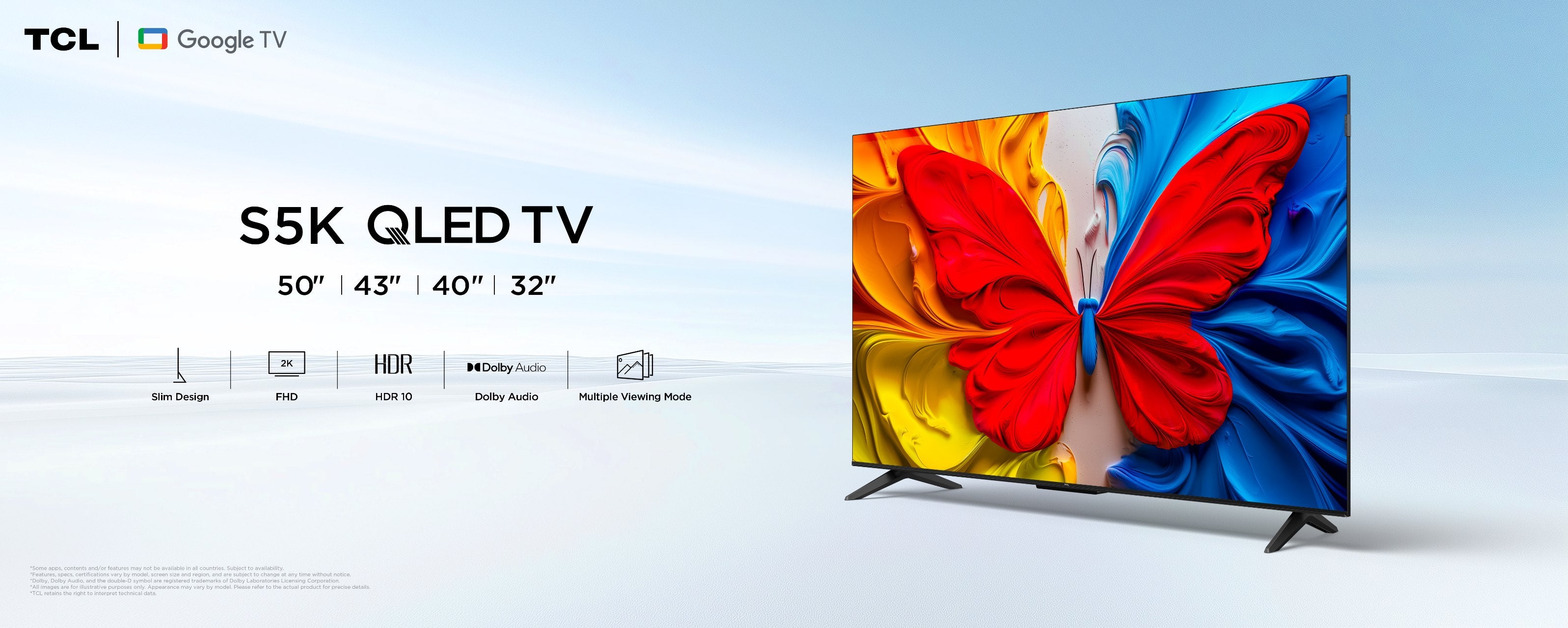 TCL S5K 2K QLED Full HD Google Smart TV: Vivid Colours, Immersive Audio, Slim Design