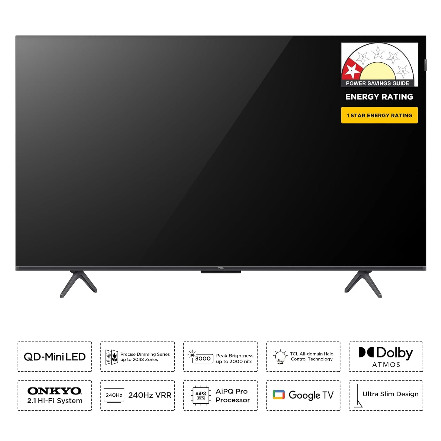 TCL 55‑inch QD‑Mini LED 4K Google TV with 144Hz Refresh