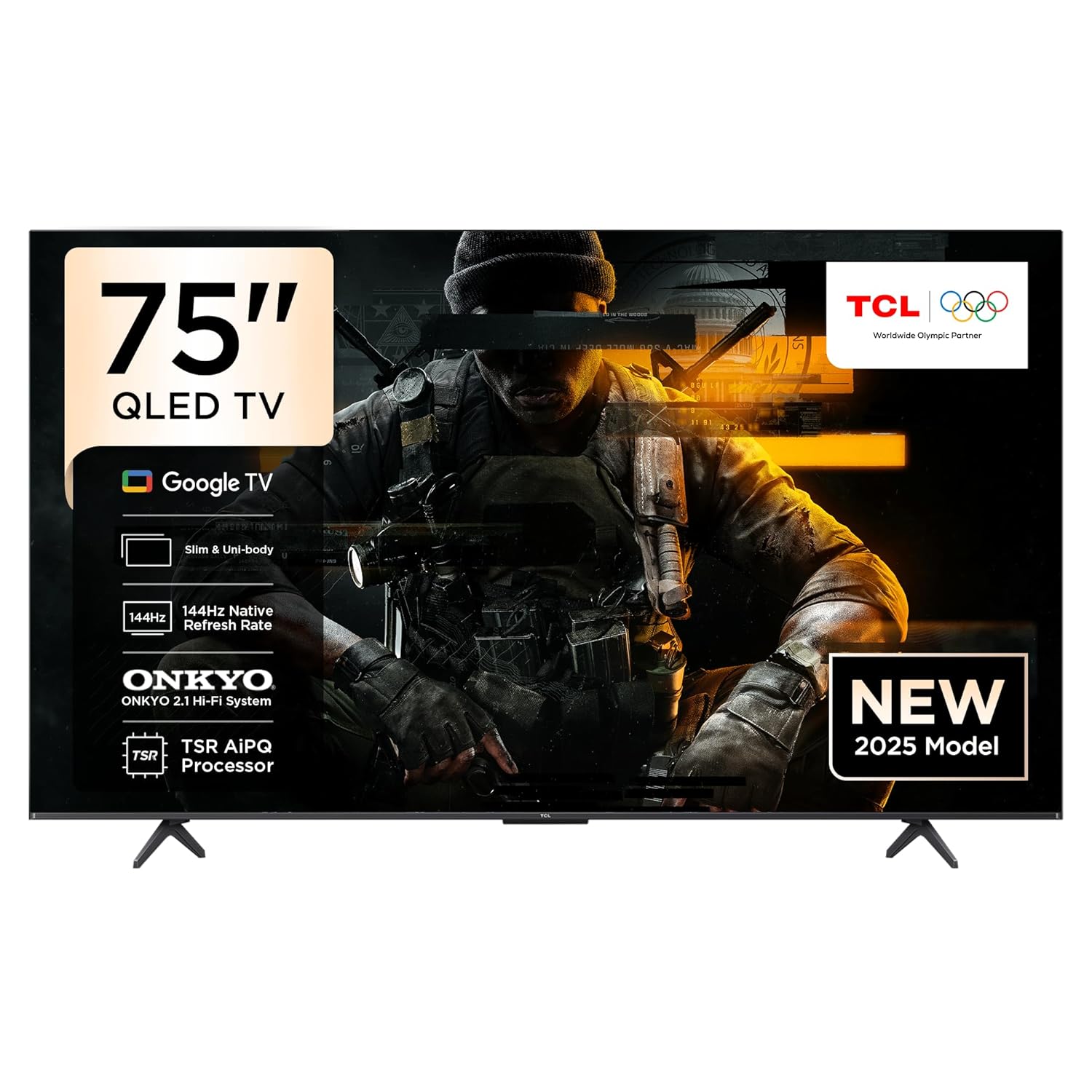 TCL 75" 4K Gaming QLED TV with 144Hz Dolby Atmos