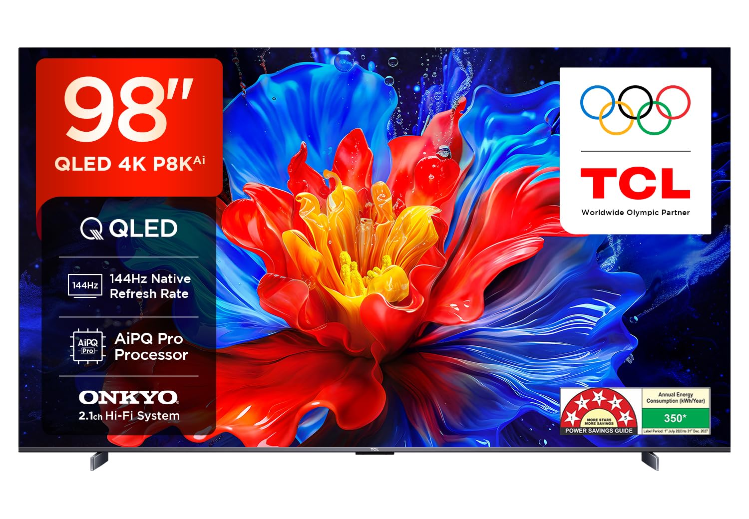 TCL 98‑Inch 4K QLED Google TV, 144Hz Refresh, 3GB RAM
