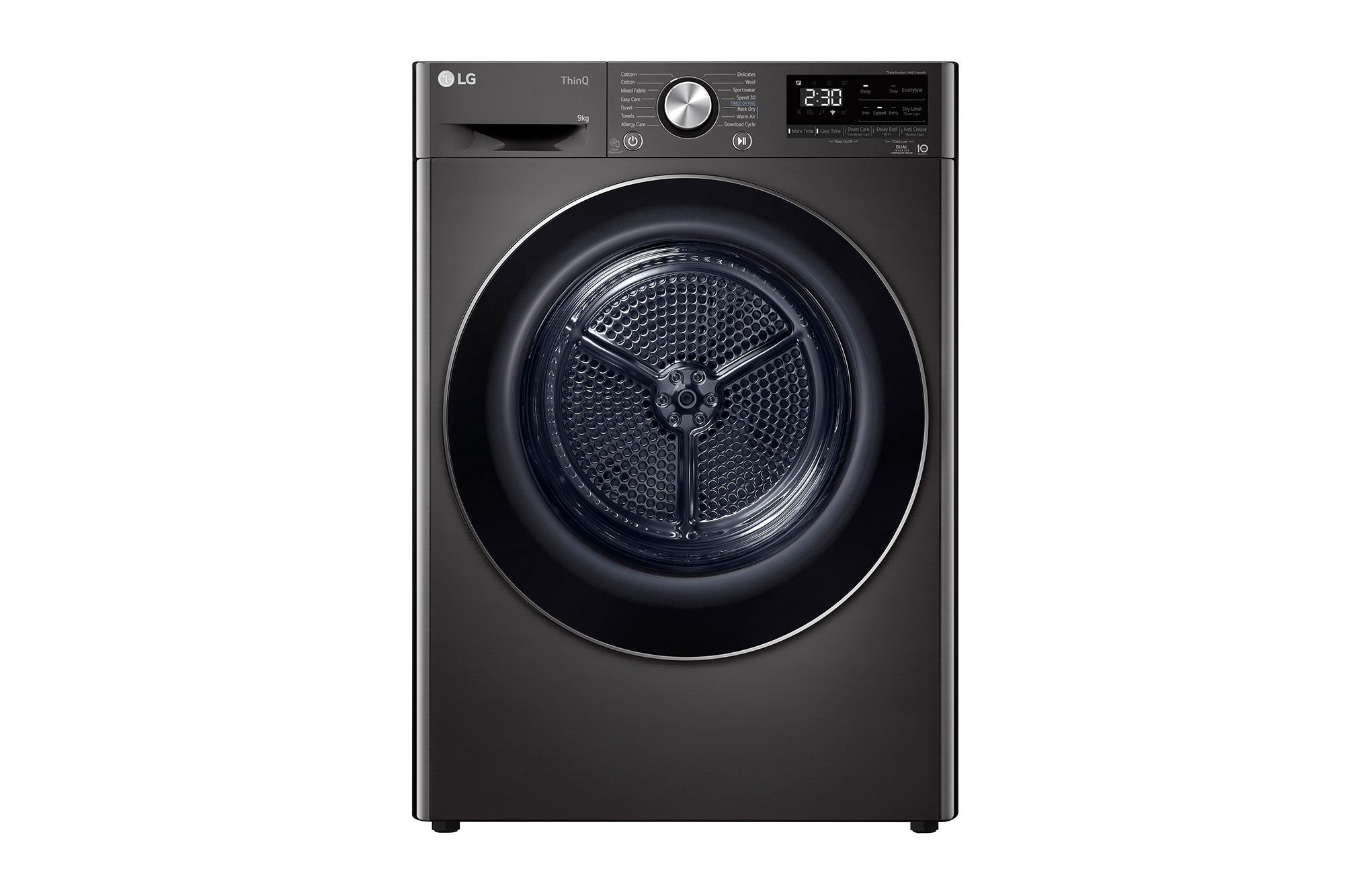 LG 9kg Dual Inverter Heat Pump Dryer: Black Steel, Energy Efficient Laundry