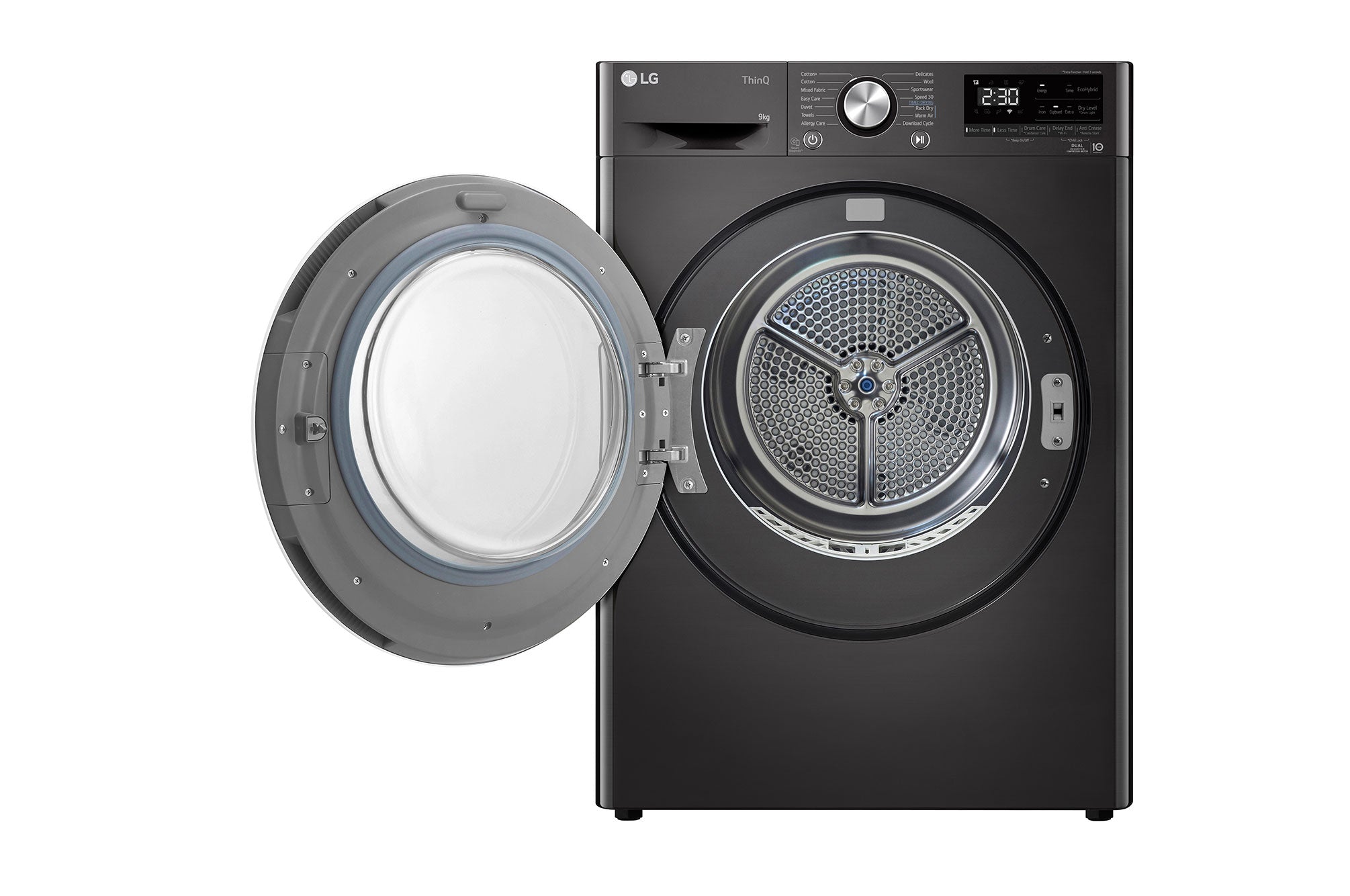 LG 9kg Dual Inverter Heat Pump Dryer: Black Steel, Energy Efficient Laundry
