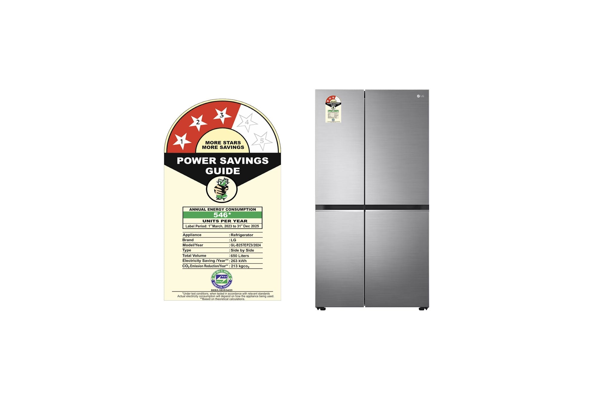 LG 650L Smart Side-by-Side Refrigerator: Wi-Fi Convertible, DoorCooling+, 3 Star