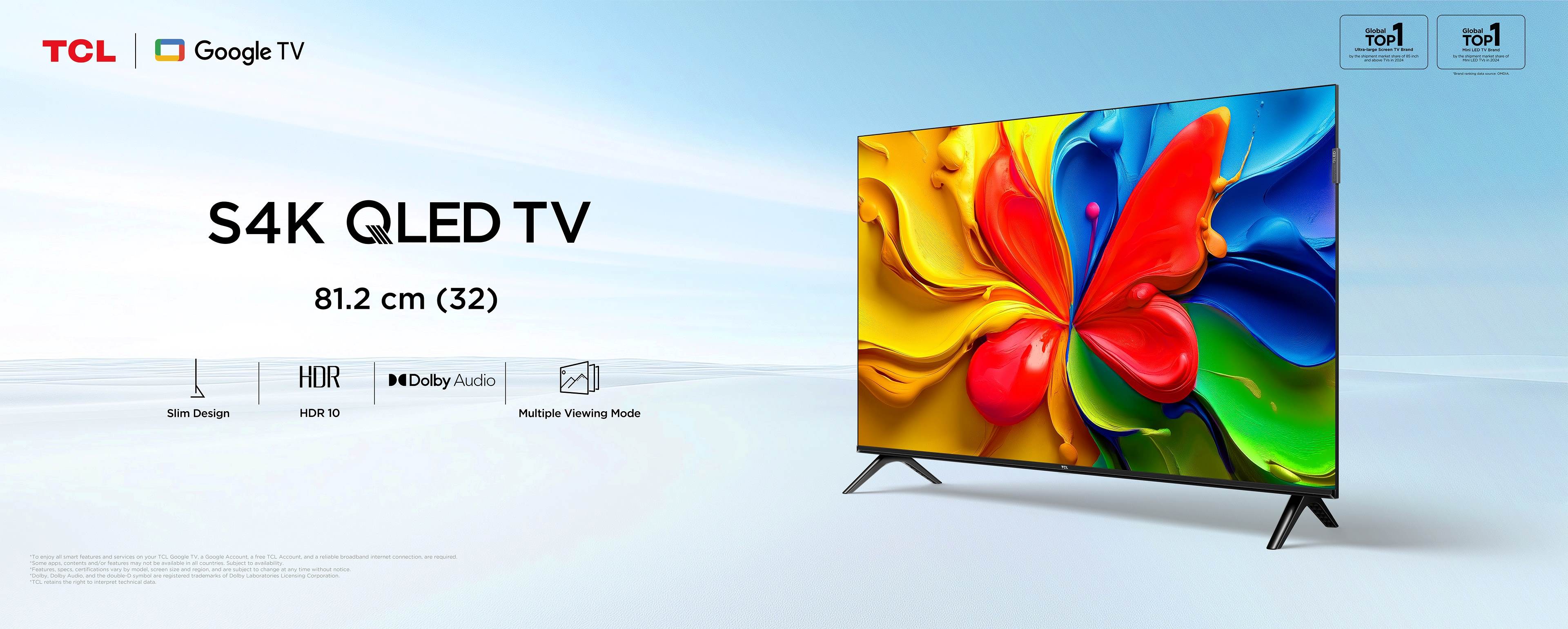 TCL S4K QLED 4K HDR Smart Google TV with Dolby Audio