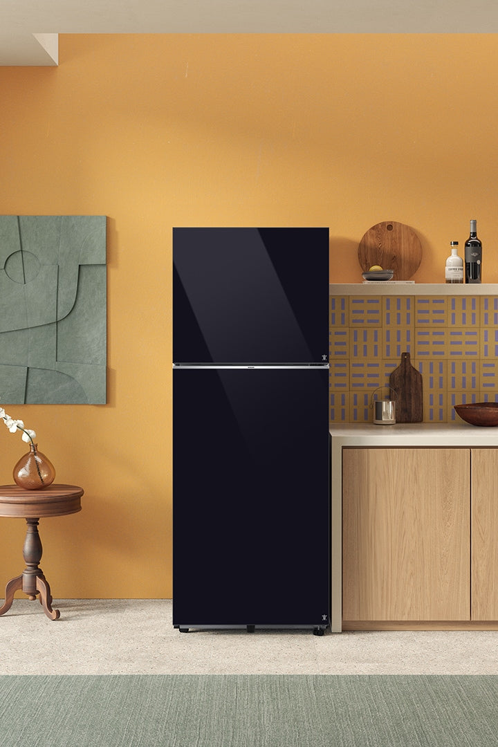 Samsung 396L Bespoke AI Convertible Double Door Refrigerator, Clean Black