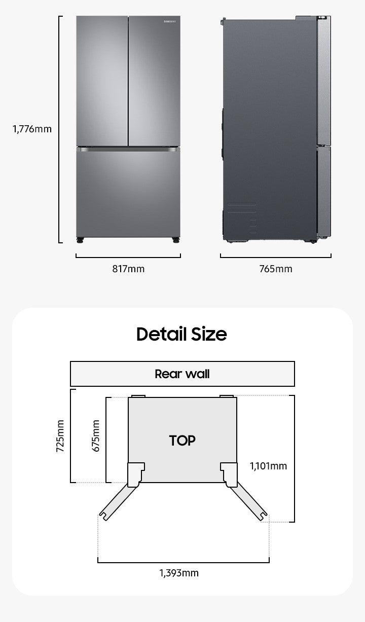 Samsung 550L Twin Cooling Plus French Door Refrigerator with Digital Inverter, Black
