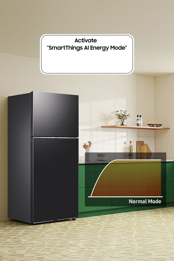 Samsung 530L Double Door Refrigerator: SmartThings AI Energy, Twin Cooling, Black Matt Finish