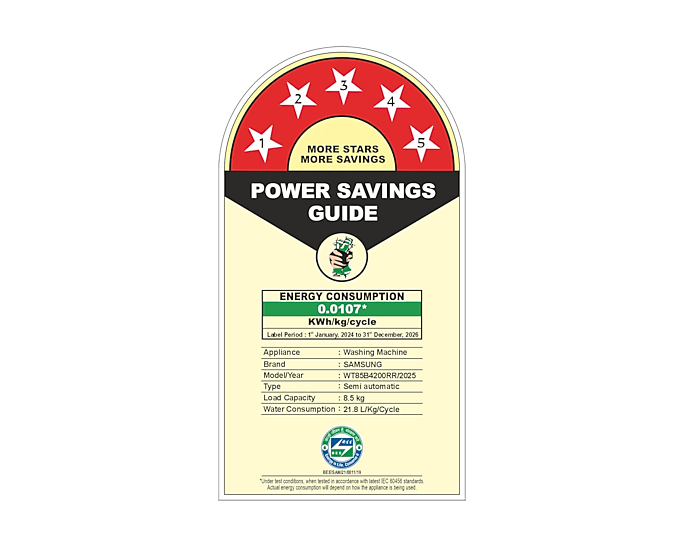 Samsung 8.5kg Semi-Automatic Twin Washer: 5-Star Energy, Hexa Storm Pulsator