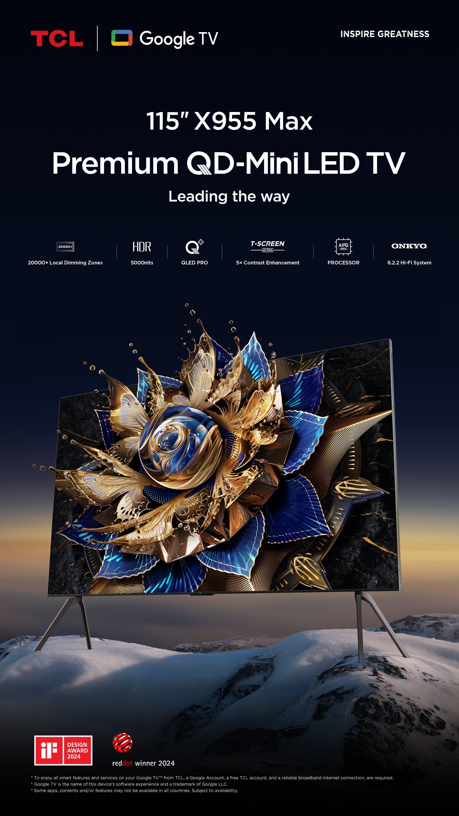 TCL 115-inch Premium QD-MiniLED 4K Smart TV: X955 Ultimate Home Entertainment