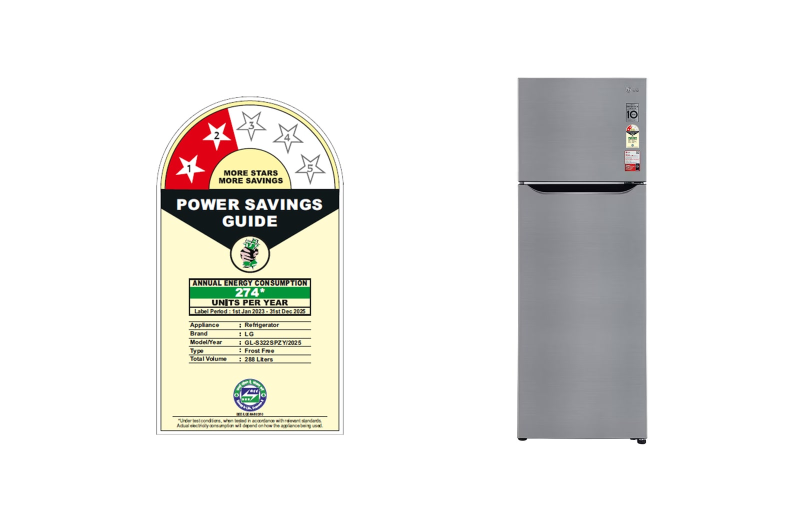 LG 288L Smart Inverter Convertible Double Door Refrigerator - Shiny Steel, 2 Star