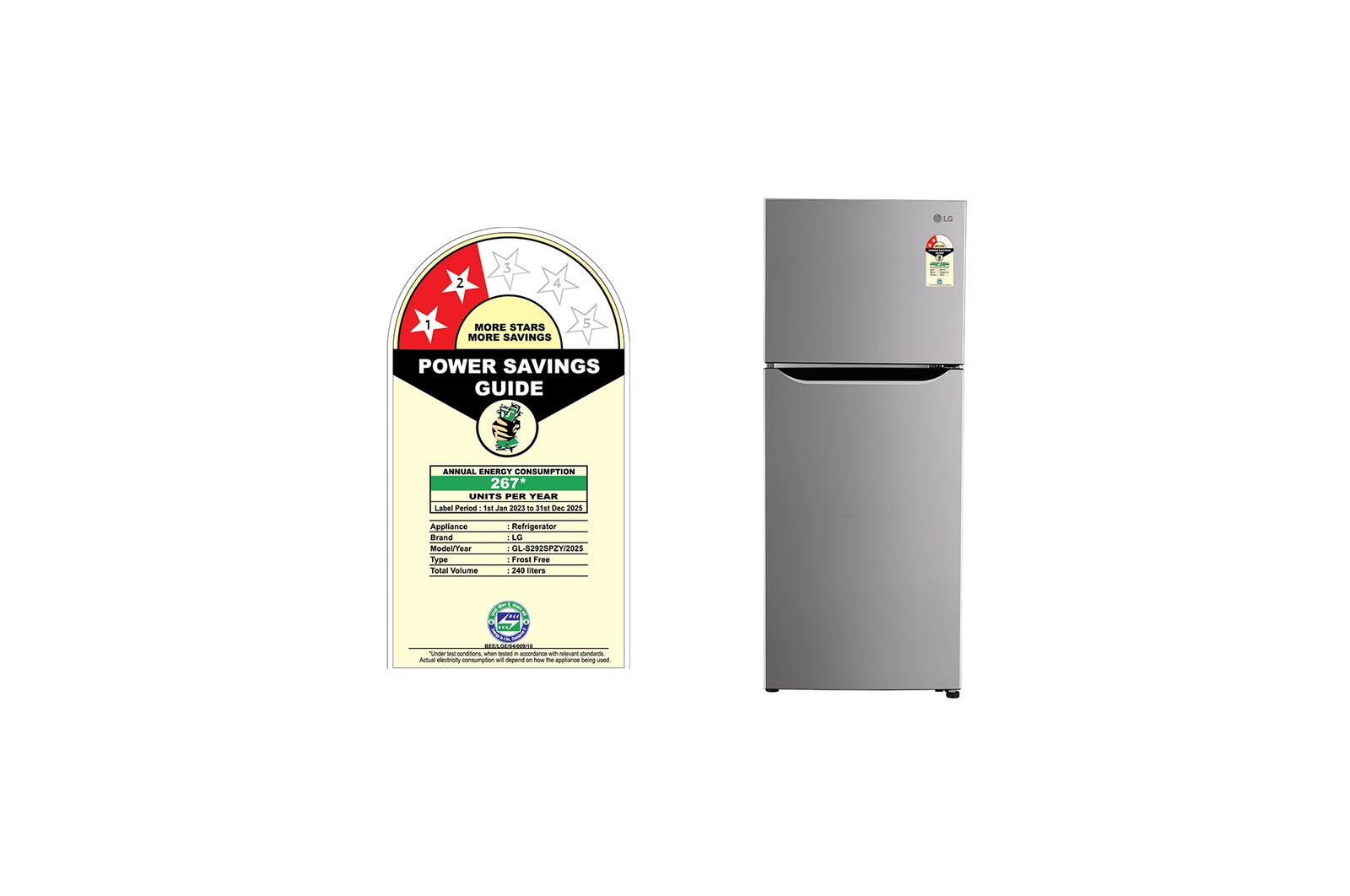 LG 240L Frost-Free Double Door Refrigerator with Smart Inverter, Shiny Steel