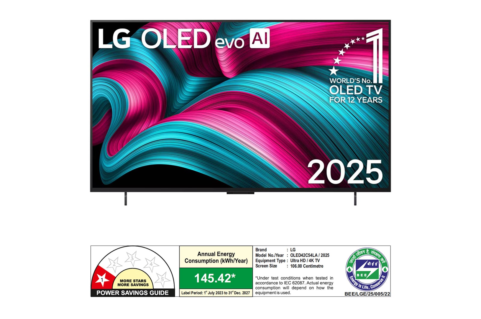 LG 42-inch OLED evo AI C5 4K Smart TV α9 Gen8 Processor