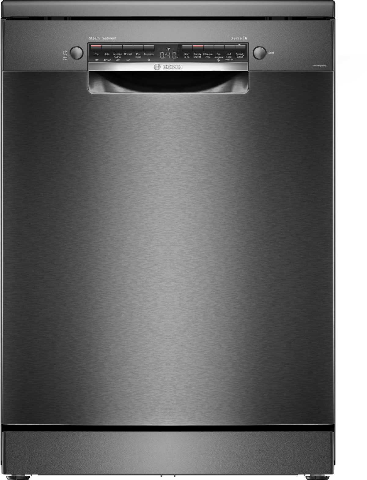 Bosch SMS6HMC00I — Front View Brushed Black Anti-Fingerprint