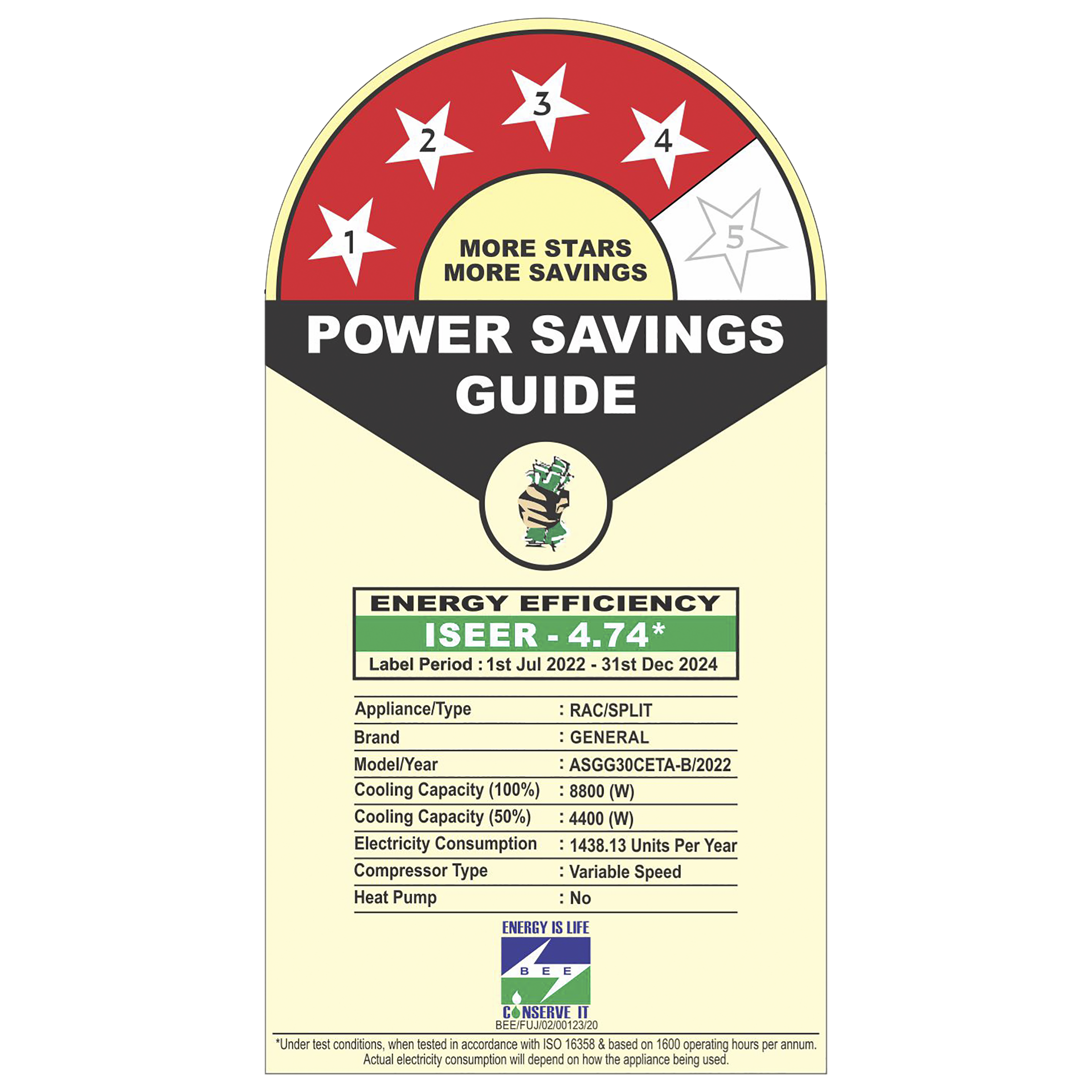 O General CET 2.5 Ton 4 Star Inverter Smart Split AC: 3D Double Swing, Copper