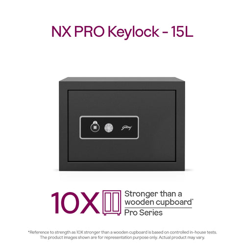Godrej NX Pro Key Lock 15L Ebony - Angled View