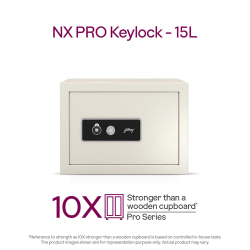 Godrej NX Pro Key Lock 15L Ivory - Angled View