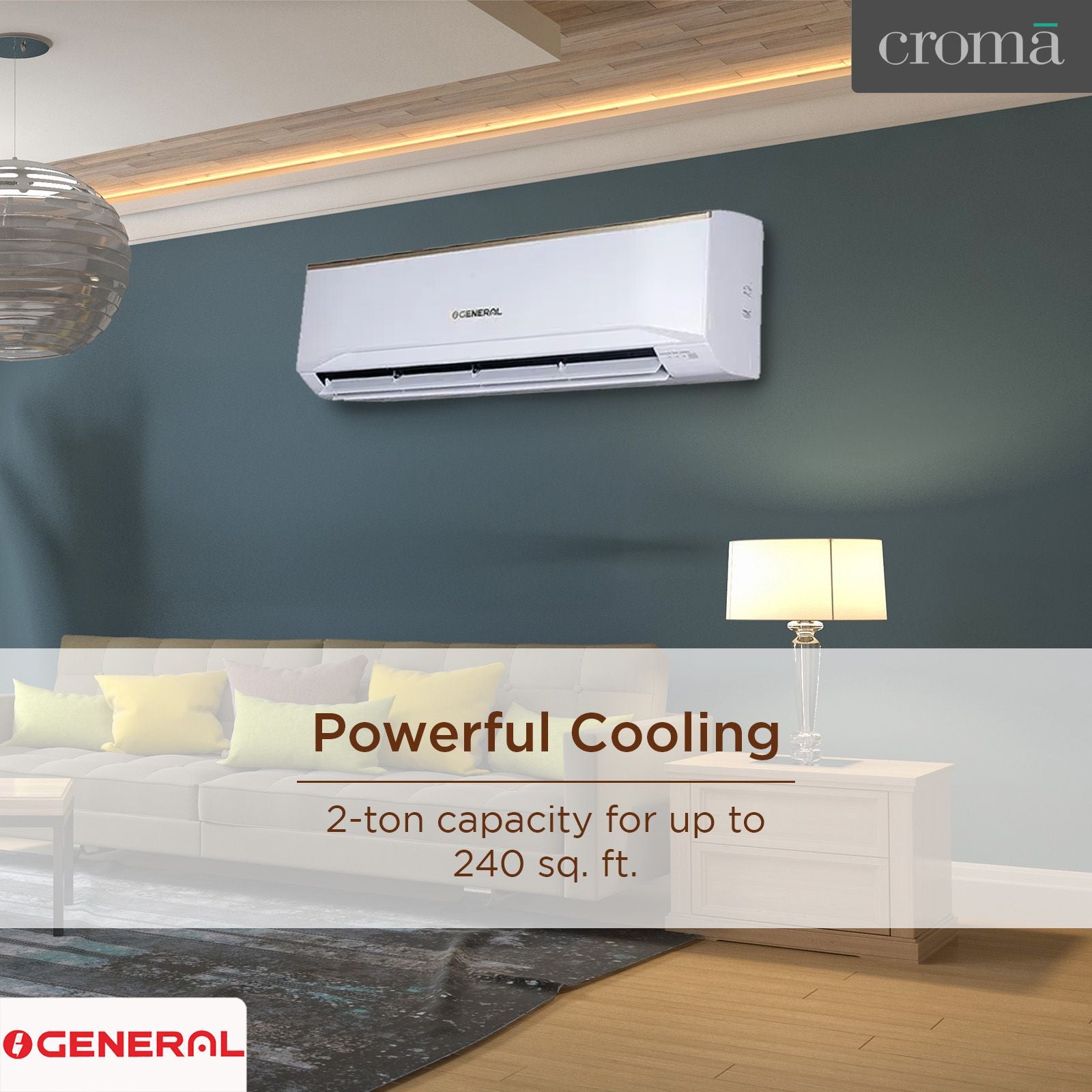 O General Buta 2 Ton 3 Star Split AC, Copper Condenser, ASGA24BUTA-B (2023 Model)
