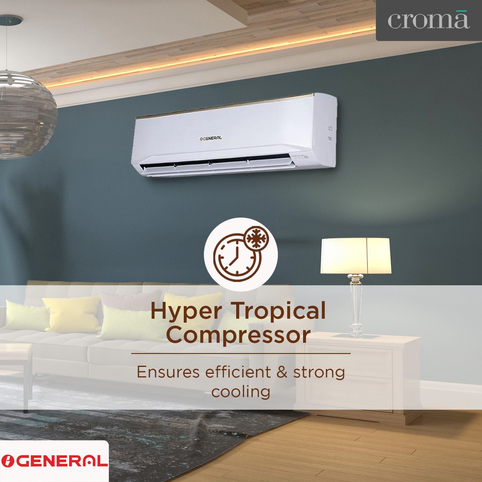 O General Buta 2 Ton 3 Star Split AC, Copper Condenser, ASGA24BUTA-B (2023 Model)