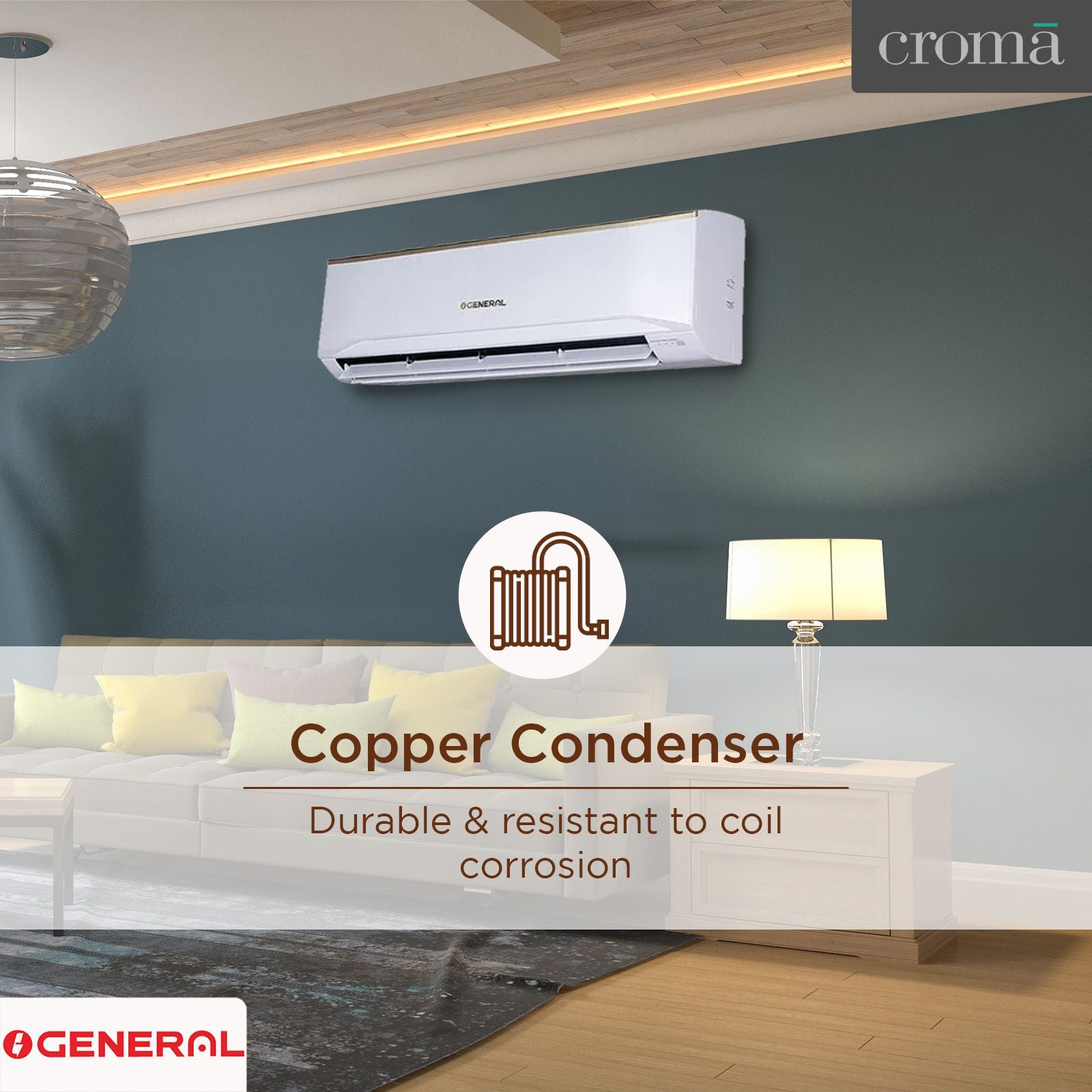 O General Buta 2 Ton 3 Star Split AC, Copper Condenser, ASGA24BUTA-B (2023 Model)