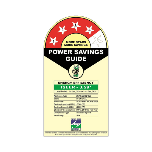 O General 1.5 Ton 4 Star Inverter Window AC with Hyper Tropical Design 52°C + Super Wave Technology + Wide Airflow (AXGB18CHAA-B)