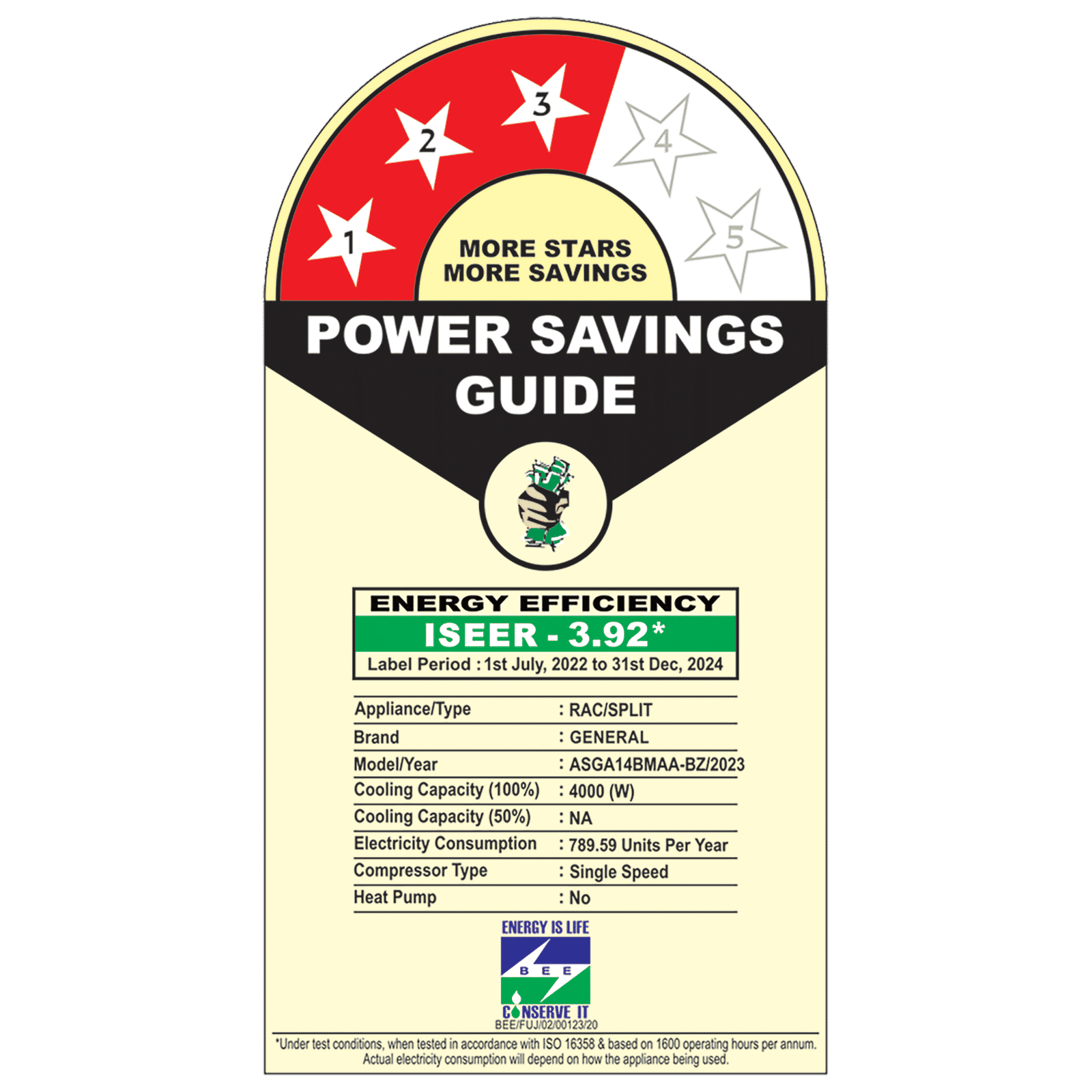 O General BMA Series 1.1 Ton 3 Star Split AC with Copper Condenser