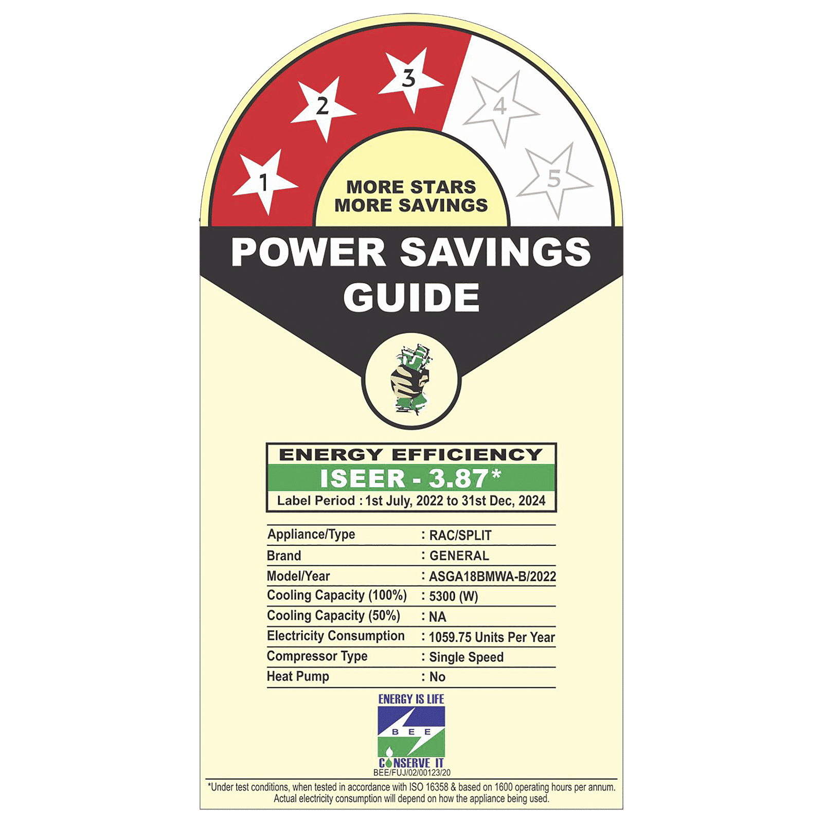 O General BMA 1.5 Ton 3-Star Split AC: Copper Condenser, Dust Filter