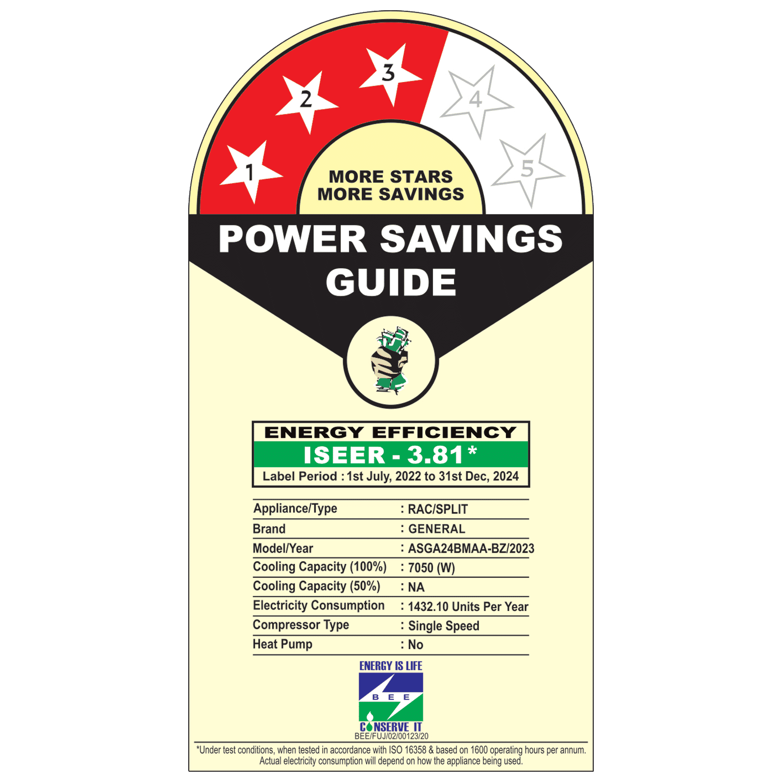 O General BMA Series 2 Ton 3 Star Split AC, Copper Condenser