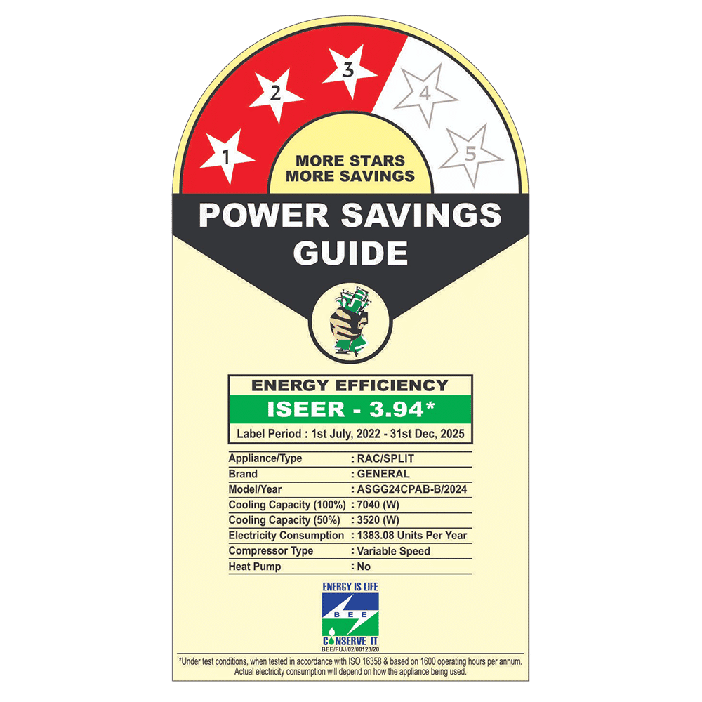 O GENERAL 2 Ton 3 Star Inverter Split AC with Copper Condenser