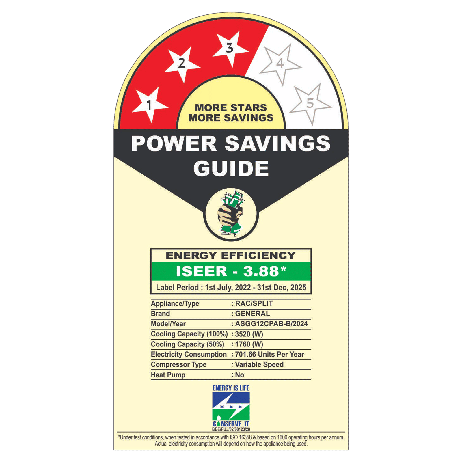 O GENERAL Advanced Hyper Tropical 1 Ton 3 Star Inverter Split AC Copper Condenser