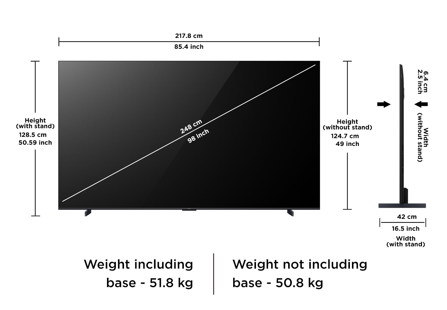 TCL 98‑Inch 4K QLED Google TV, 144Hz Refresh, 3GB RAM