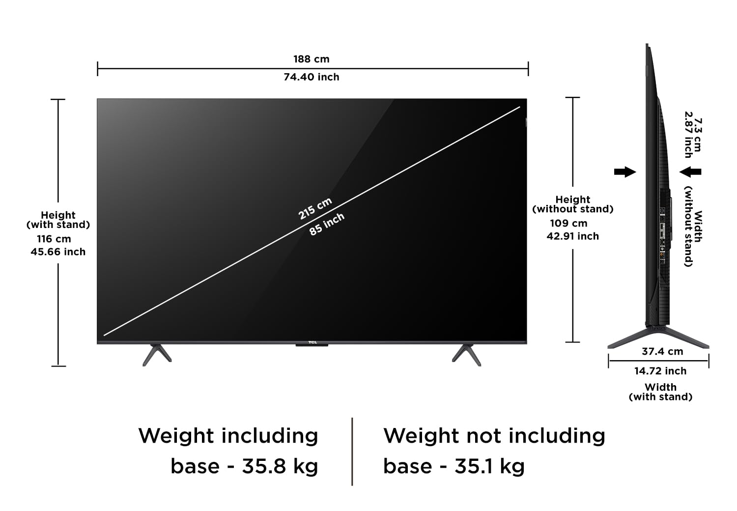 TCL 85‑Inch QLED Google TV with 4K Dolby Vision
