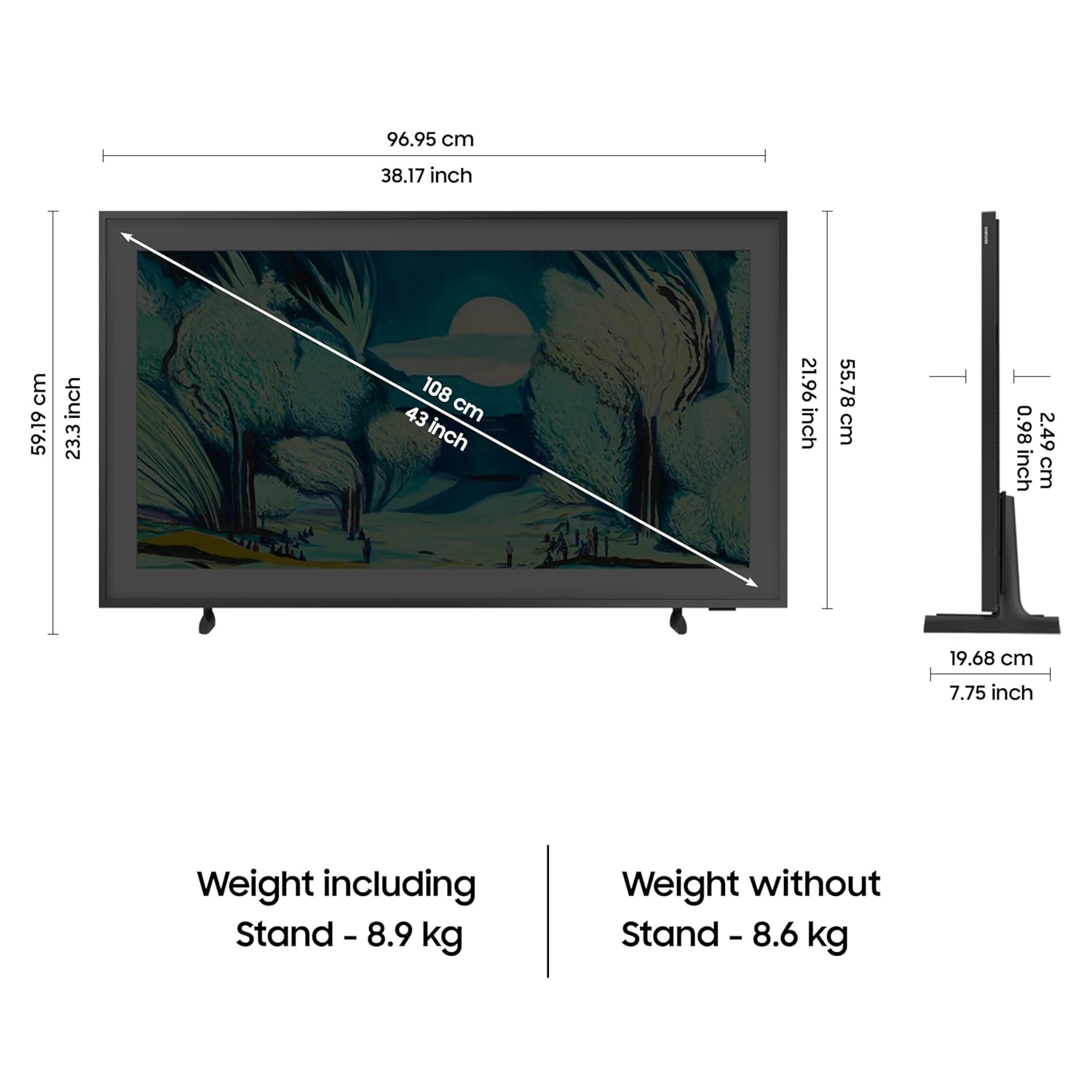 Samsung The Frame 43-inch QLED 4K Smart TV: Art Mode & NQ4 AI: QA43LS03FAULXL