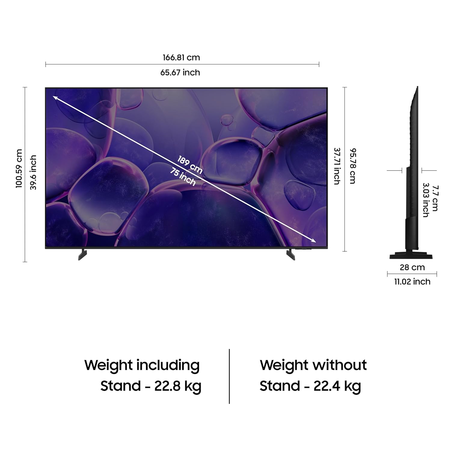 Samsung 75‑Inch Crystal 4K Ultra HD Smart LED TV Black