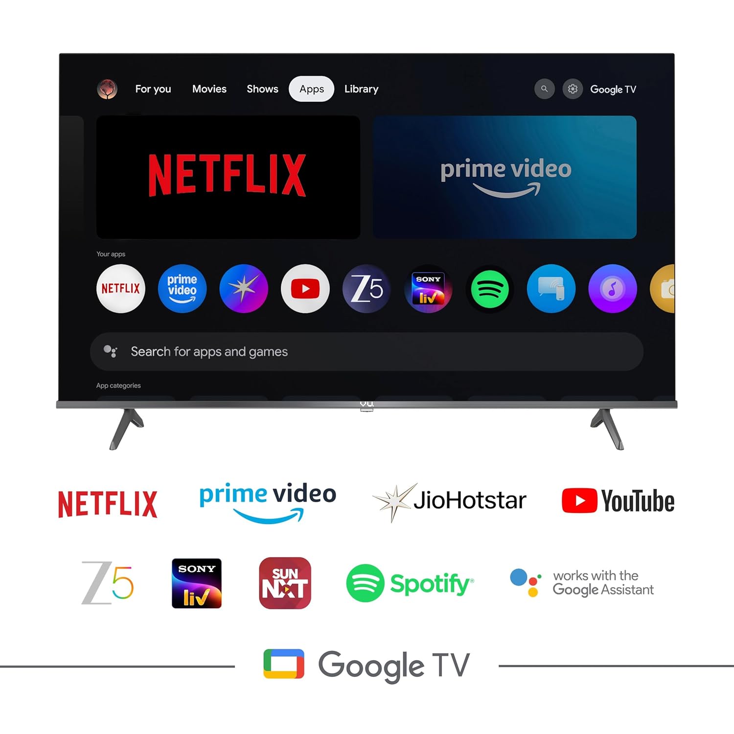 Vu 55‑inch GloQLED 4K Smart Google TV with Dolby Vision