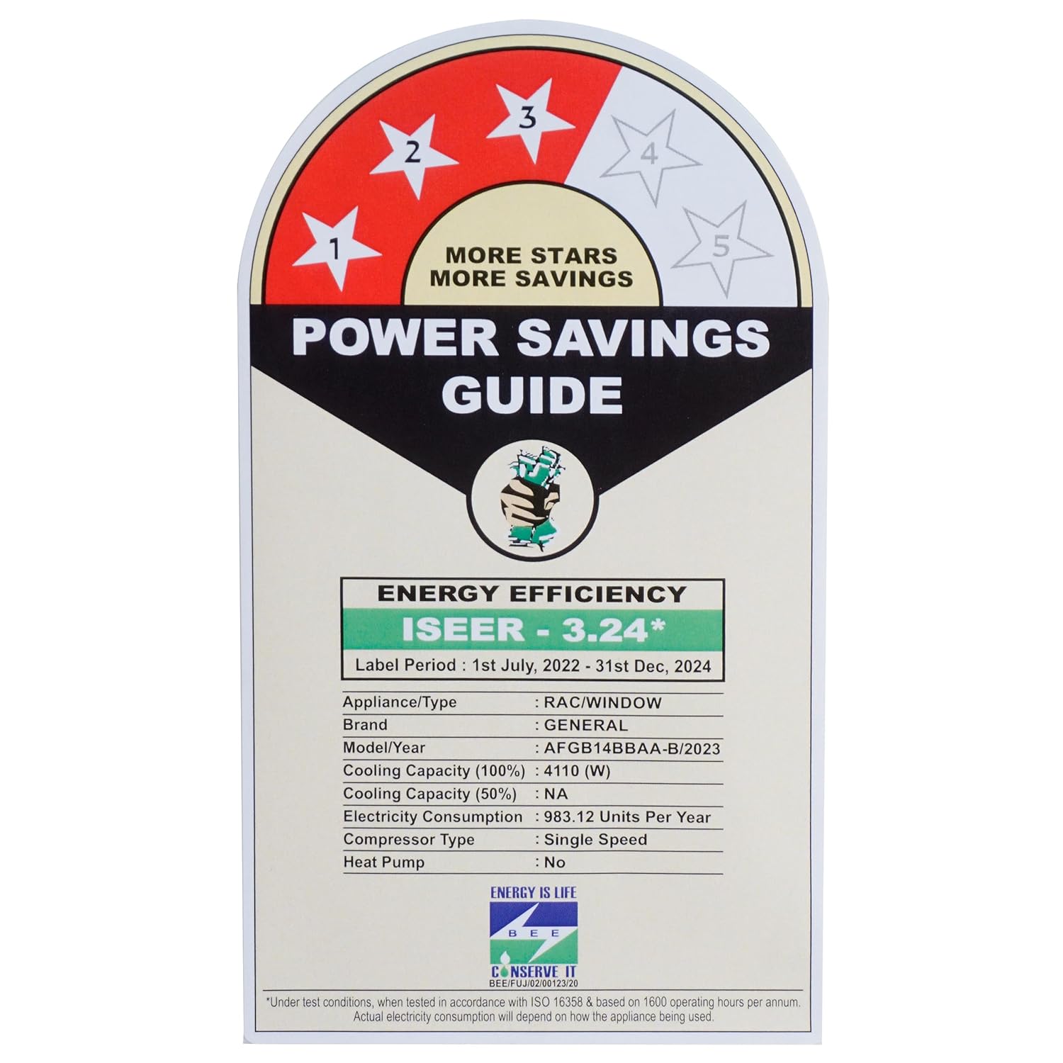 O General 1.2 Ton 3-Star Window AC with Super Wave
