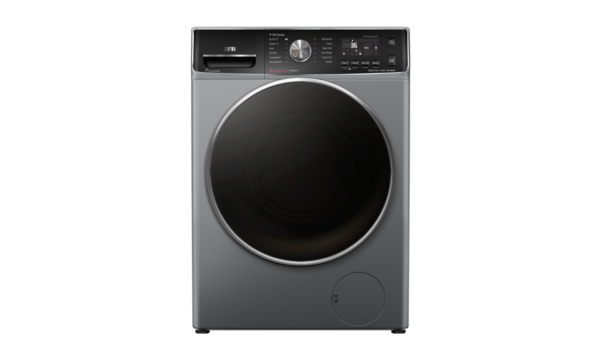IFB EXECUTIVE MSC 9014 SSLC Front Load Washing Machine Metallic Silver — Front View