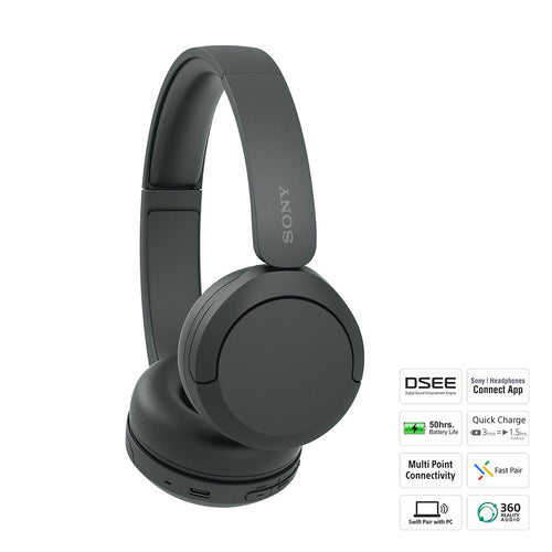 Sony Wireless On-Ear Bluetooth Headphones with Mic 50 Hours Playtime DSEE and Multipoint Connectivity (WH-CH520)