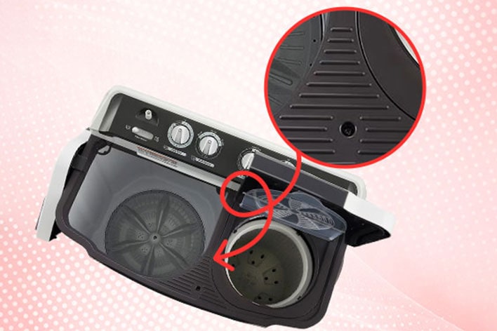 LG 8Kg Semi-Automatic Top Load Washing Machine, Roller Jet Pulsator, Burgundy