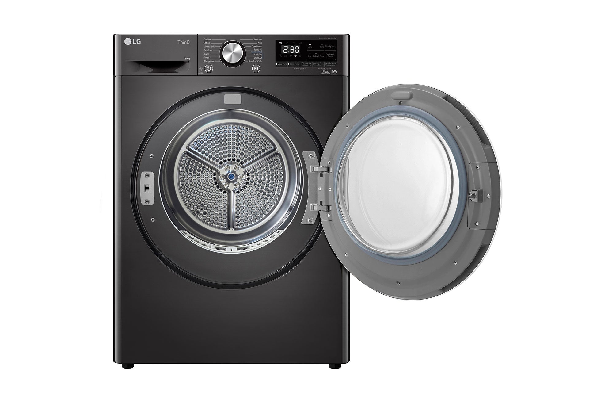 LG 9kg Dual Inverter Heat Pump Dryer: Black Steel, Energy Efficient Laundry