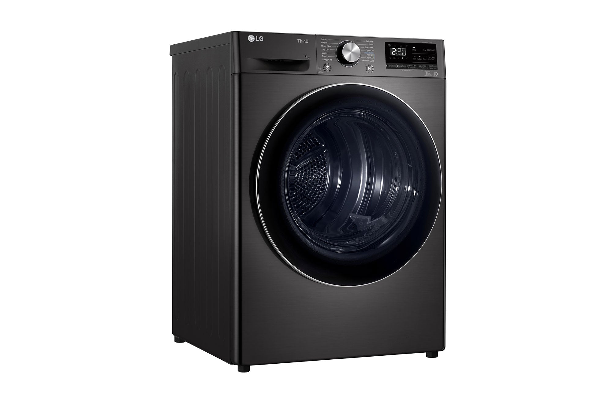 LG 9kg Dual Inverter Heat Pump Dryer: Black Steel, Energy Efficient Laundry