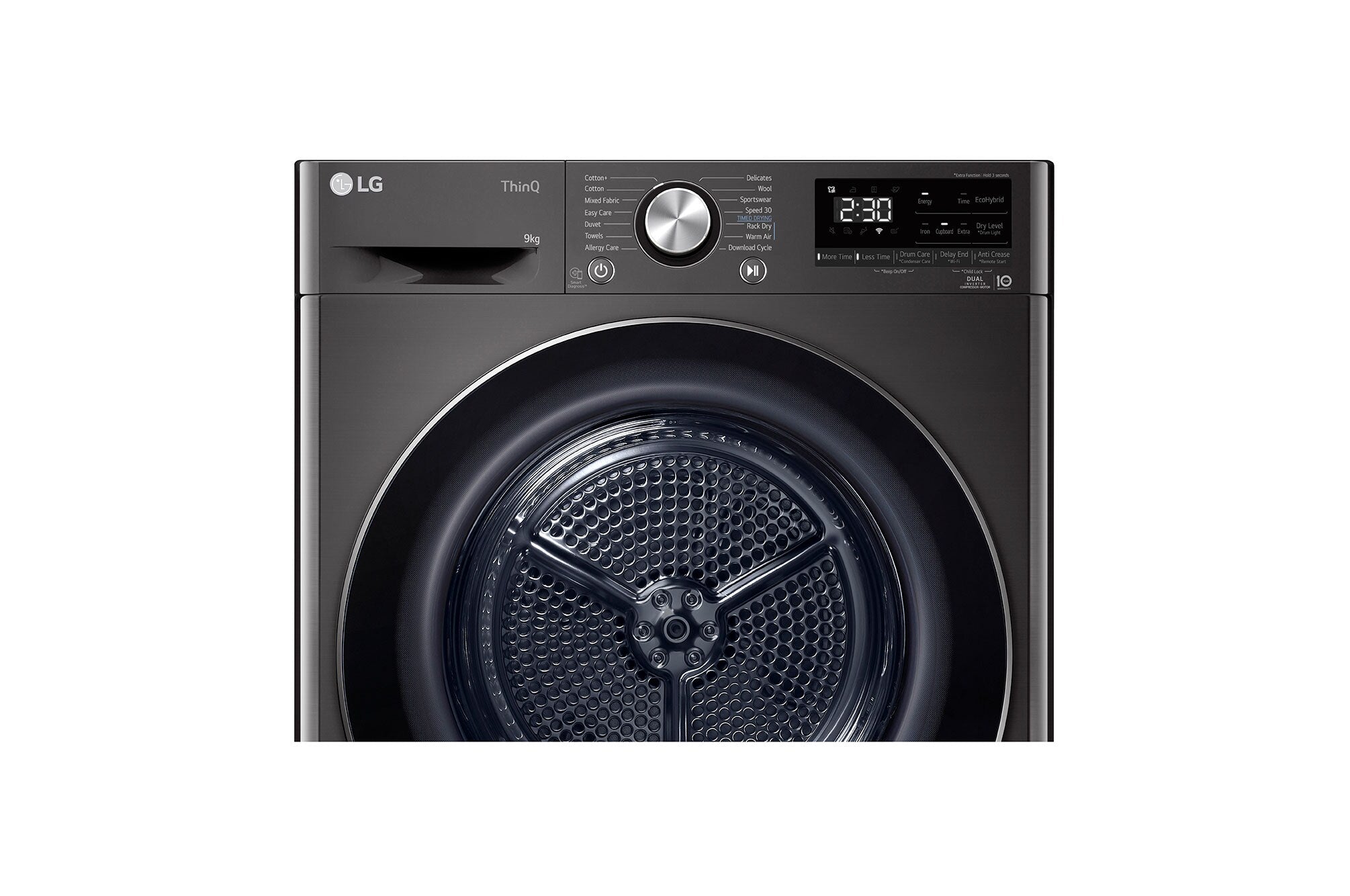 LG 9kg Dual Inverter Heat Pump Dryer: Black Steel, Energy Efficient Laundry