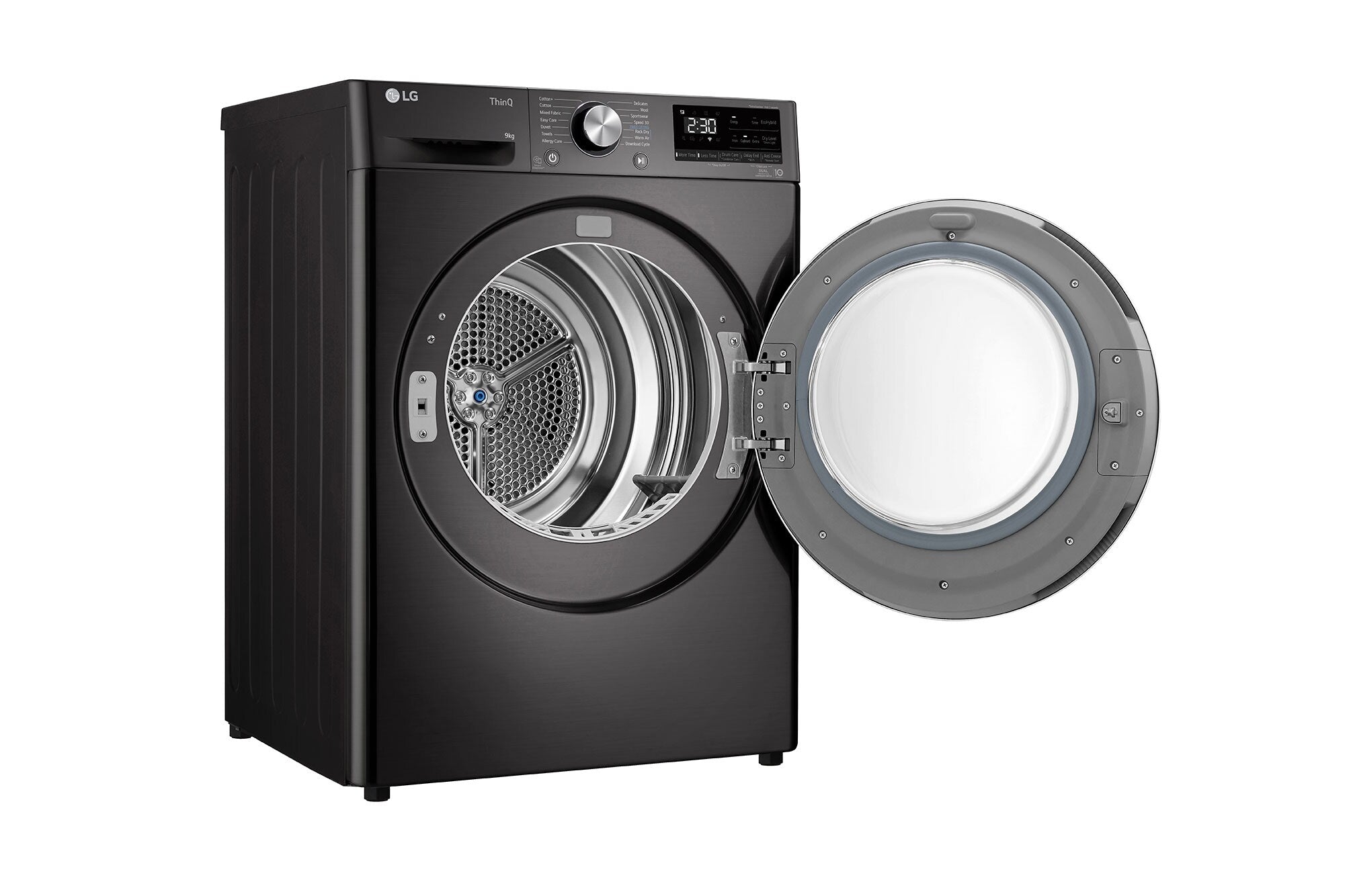 LG 9kg Dual Inverter Heat Pump Dryer: Black Steel, Energy Efficient Laundry