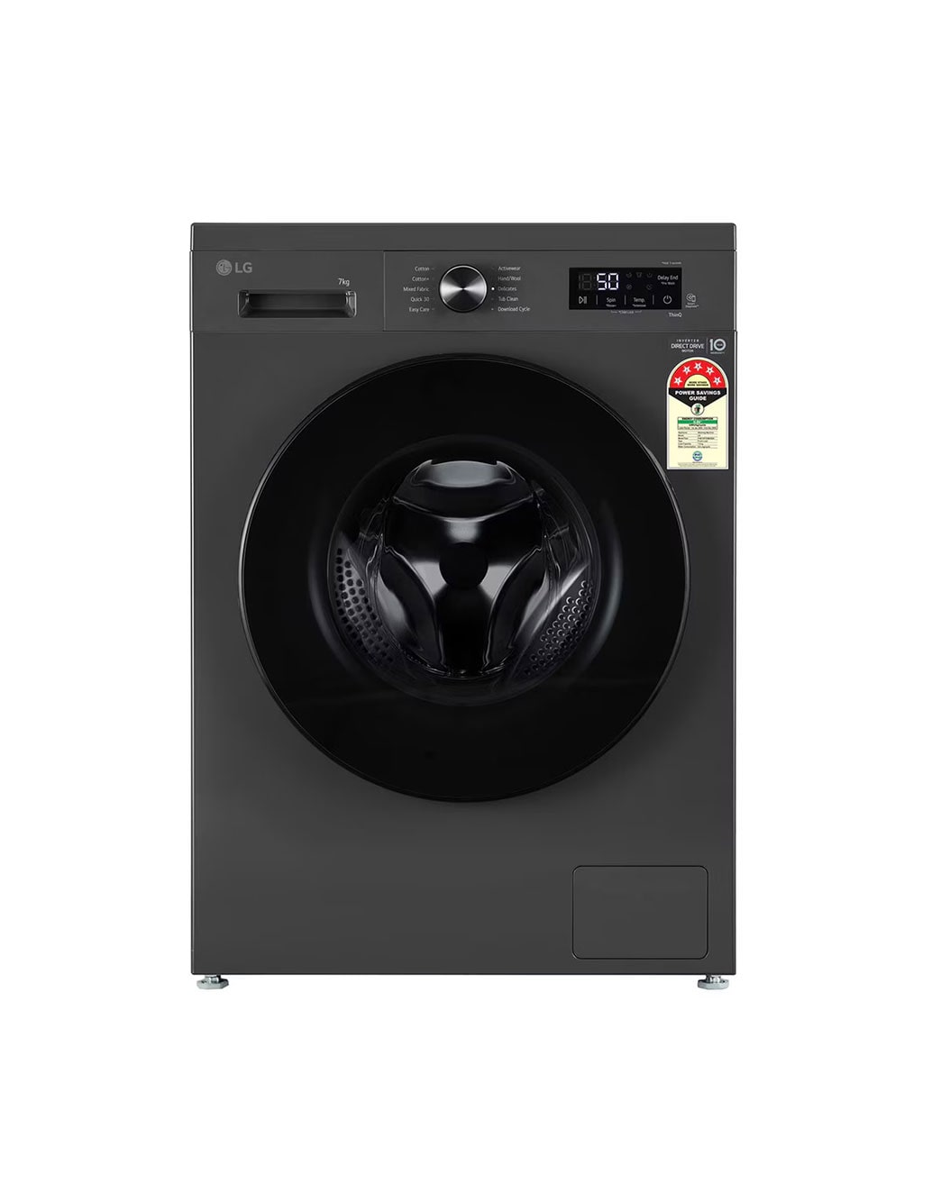 LG 7KG Smart Inverter Direct Drive Front Load Washing Machine, Middle Black