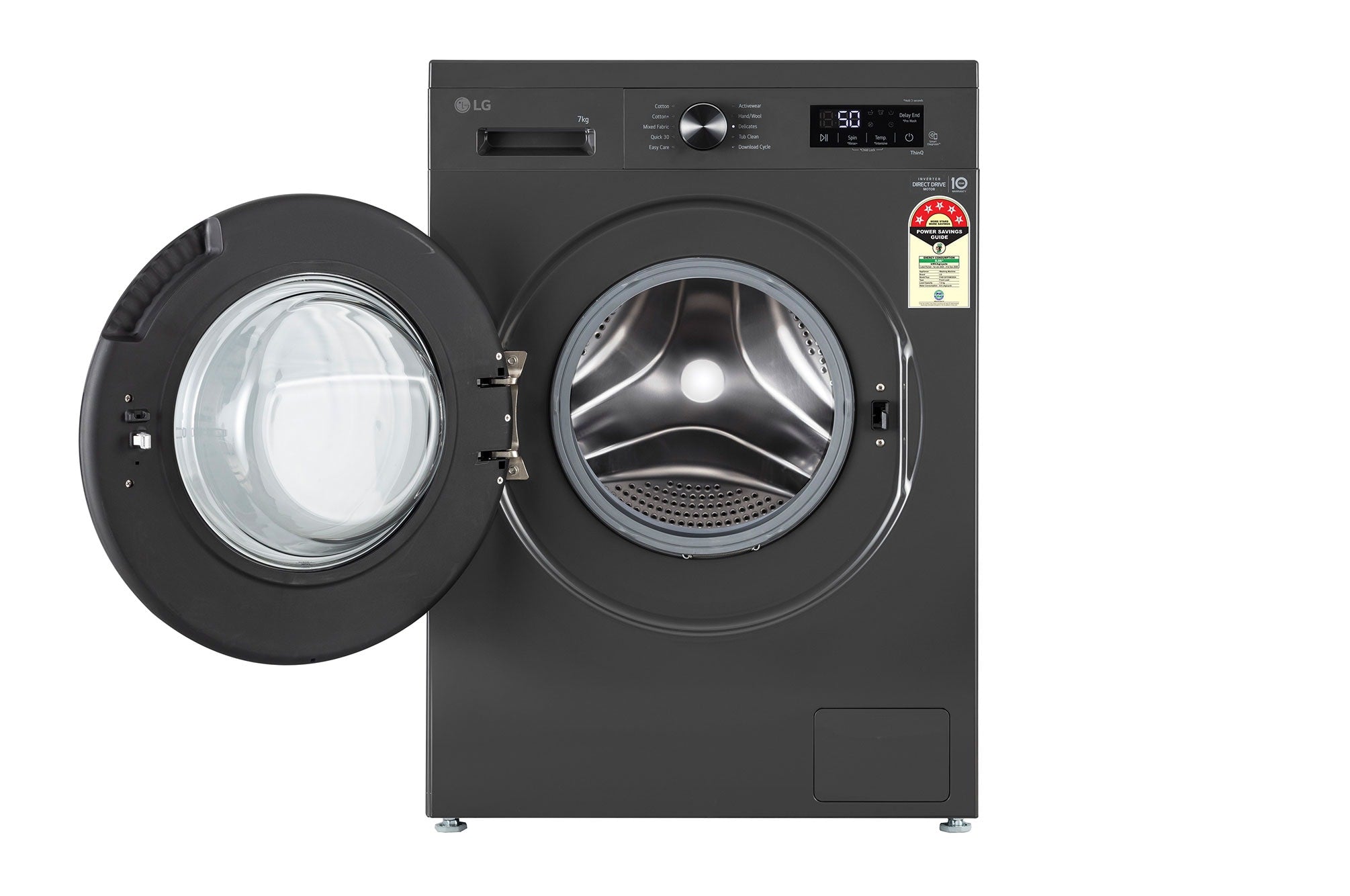 LG 7KG Smart Inverter Direct Drive Front Load Washing Machine, Middle Black