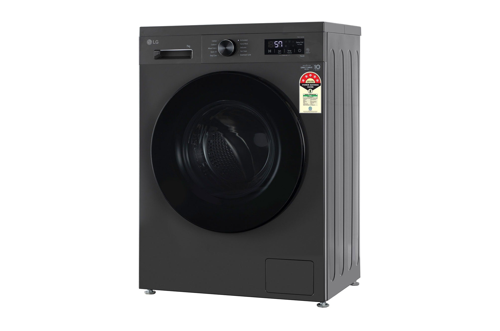 LG 7KG Smart Inverter Direct Drive Front Load Washing Machine, Middle Black