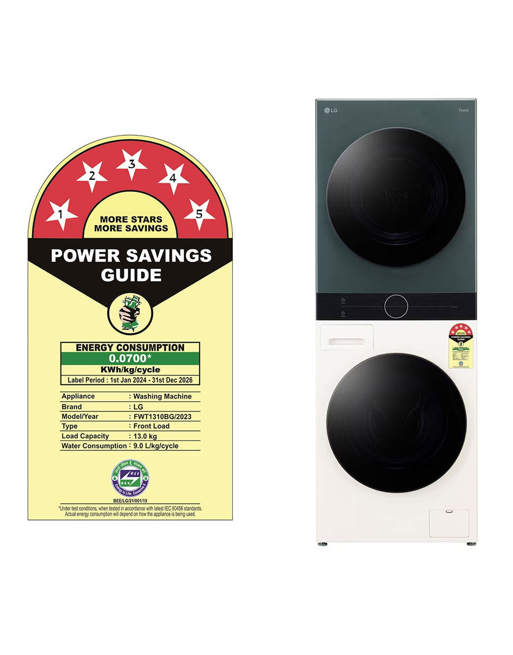 LG WashTower 13/10kg Smart AI Direct Drive Heat Pump Washer Dryer Combo