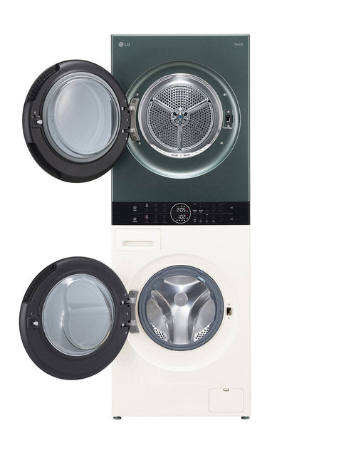 LG FWT1310BG WashTower 13kg Washer 10kg Dryer Beige Green Objet Collection - Front View (Door Open)